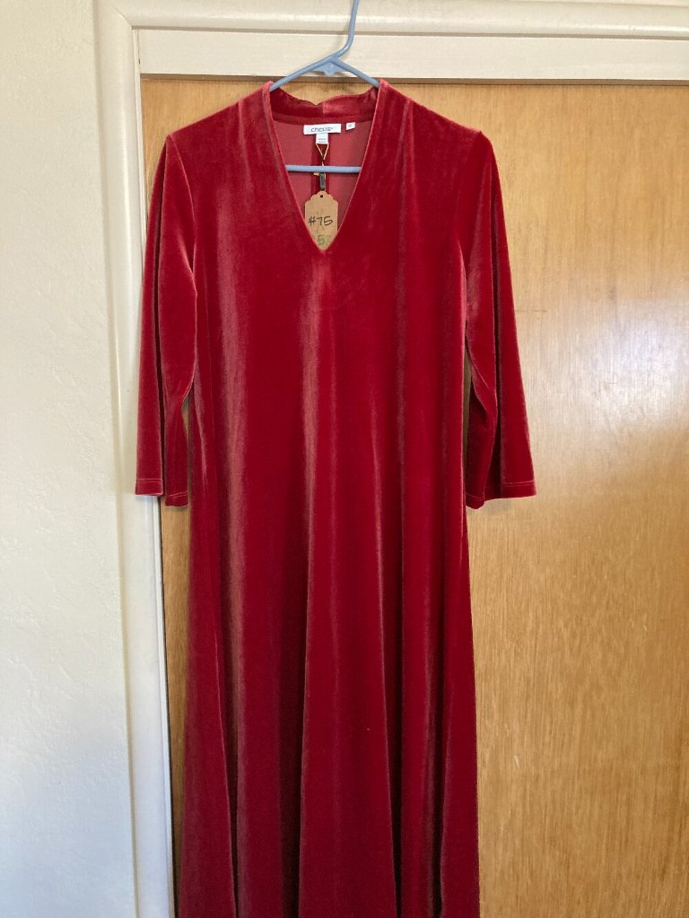 Chico's V-Neck Velour Midi Dress